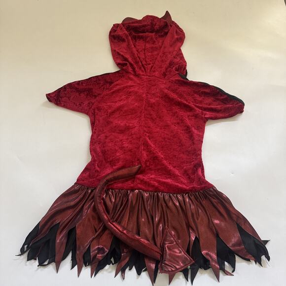 Halloween Costume Velvet Hooded Devil Dress Kids Girls Small Dress Up - Picture 6 of 11
